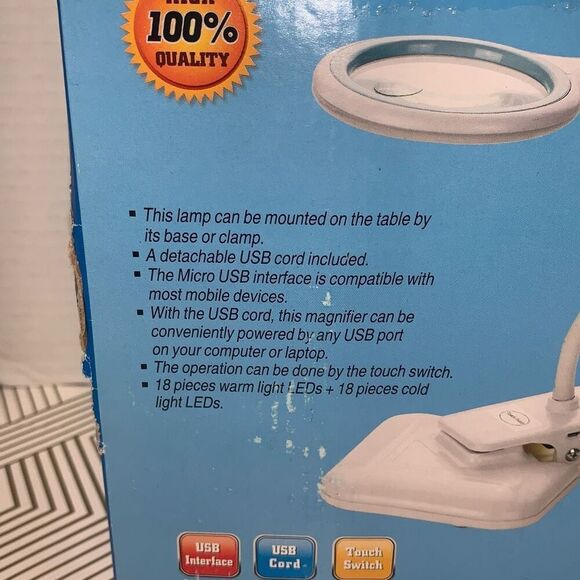 Magnifying Lamp with Micro USB Interface Mountable Touch Switch 3D + 12D New - Picture 2 of 6